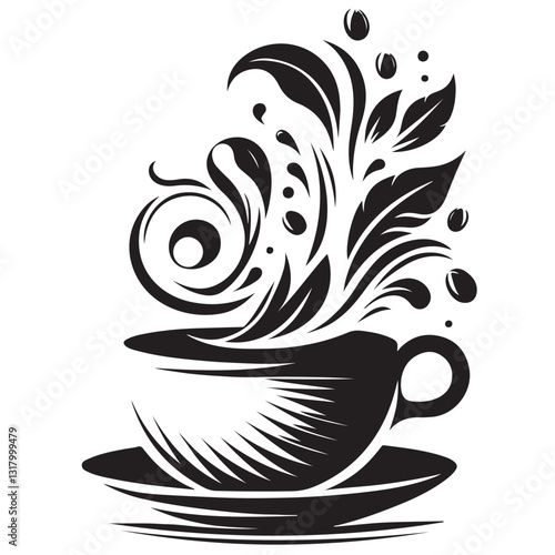 Silhouette cup of coffee icon vector illustration isolated premium design in white background 44