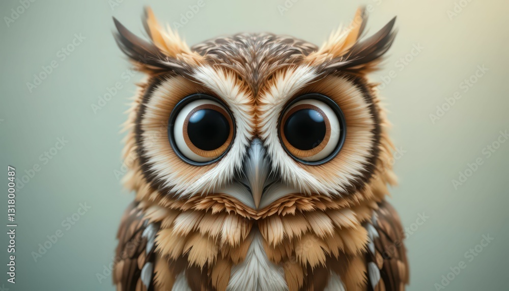 Obraz premium Adorable Cartoon Owl: A Close-Up Portrait