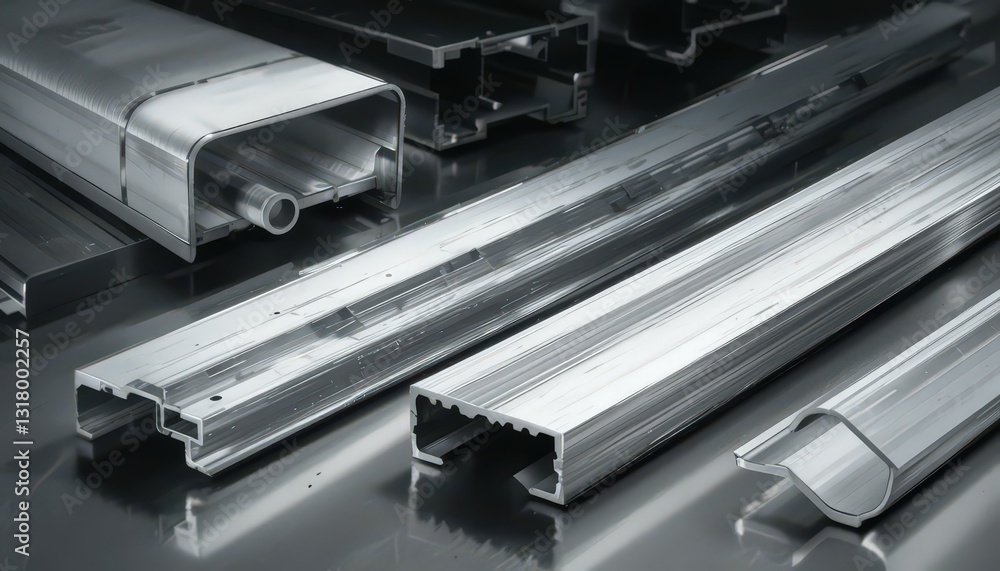 Obraz premium Precision Aluminum Extrusions: Industrial Metal Profiles