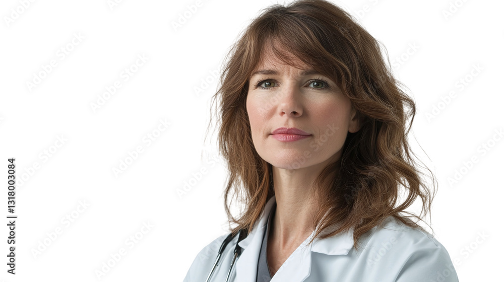 Portrait of a professional specialist female doctor in a lab coat, isolated on transparent background. Portrait of a professional specialist female doctor in a lab coat, isolated on transparent background.