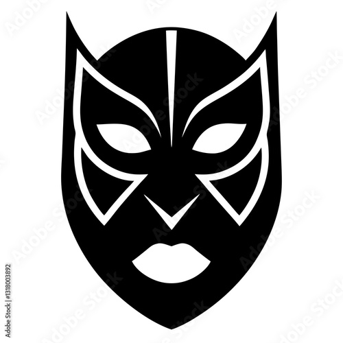 Set of carnival masks with silhouette icons of masquerade masks vector art illustration