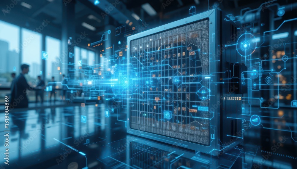 Futuristic Digital Technology Concept with Data Visualization Elements Futuristic Digital Technology Concept with Data Visualization Elements
