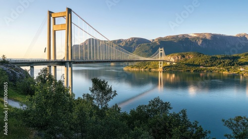 Sunrise Fjord Bridge Norway Landscape Travel