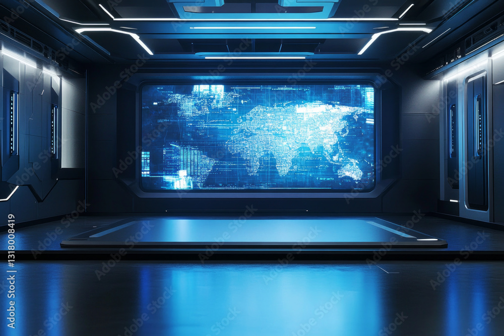 A clean, high-tech war room. A clean, high-tech war room.