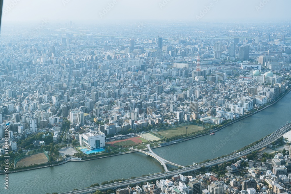 Tokyo city skyline and panoramic view from Tokyo Observatory, Japan, photographed in summer Tokyo city skyline and panoramic view from Tokyo Observatory, Japan, photographed in summer