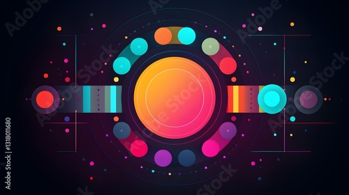 Clean Background Vibrant Circle Capsule with Colorful Geometric Flat Design