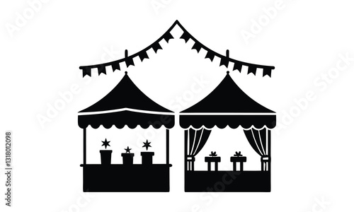 Market Stalls Silhouette Festive Fair Design