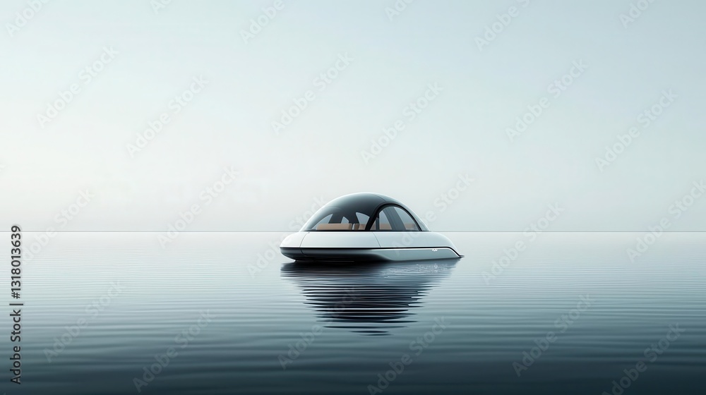 Amphibious futuristic yacht concept, adaptable to both land and sea, showcasing innovation in recreational mobility Amphibious futuristic yacht concept, adaptable to both land and sea, showcasing innovation in recreational mobility