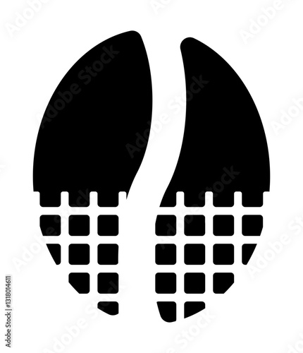 icon of a coffee bean breaking apart into small square fragments symbolizing grinding or transformation.