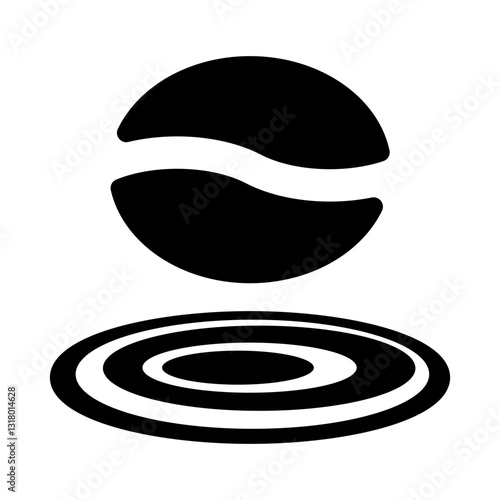 icon coffee bean above rippling liquid symbolizing the infusion or impact of coffee in water.