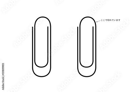 切れてて前後に分けられるゼムクリップのイラストセット