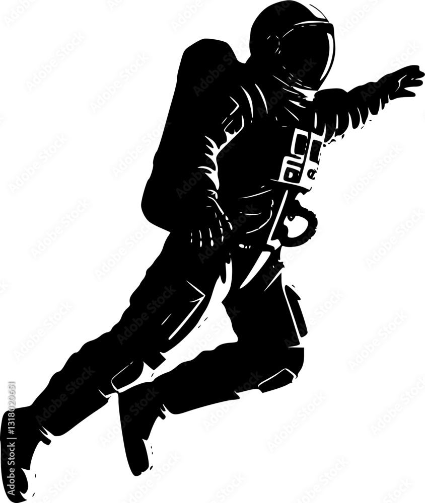 Fototapeta premium Space pilot silhouette vector, astronaut