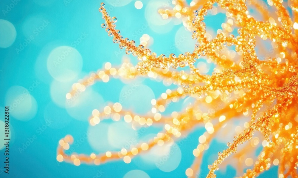 Gold decoration on a sparkly blue background, perfect for holiday projects Gold decoration on a sparkly blue background, perfect for holiday projects