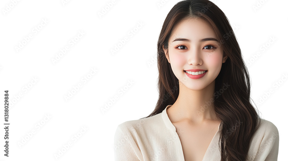Young beautiful asian woman smiling, isolated on transparent background. Young beautiful asian woman smiling, isolated on transparent background.