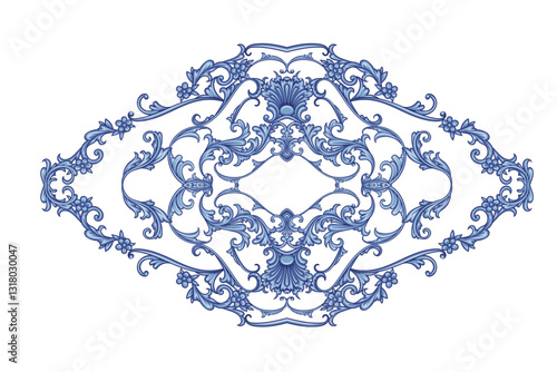 Vintage rococo decor with leaves and swirls. Victorian arabesque