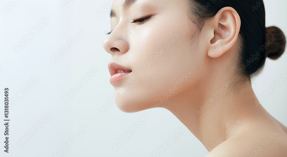 女性の横顔のクローズアップ（日本人・アジア人）
