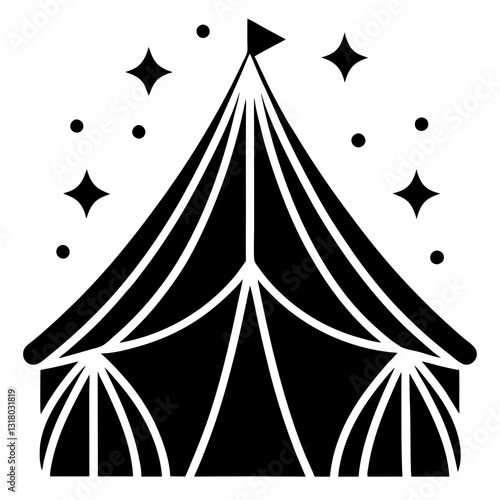 Festive Circus tent icon vector art illustration. festival, holidays element. silhouette circus tent icon