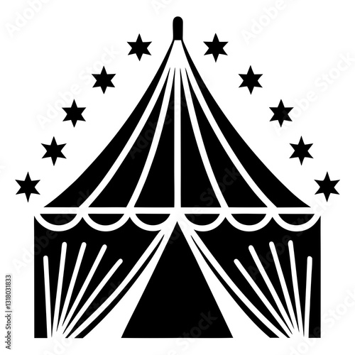 Festive Circus tent icon vector art illustration. festival, holidays element. silhouette circus tent icon