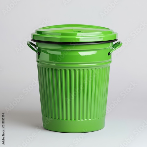 Wallpaper Mural Bright Green Trash Bin with Lid and Handle for Waste Disposal Torontodigital.ca