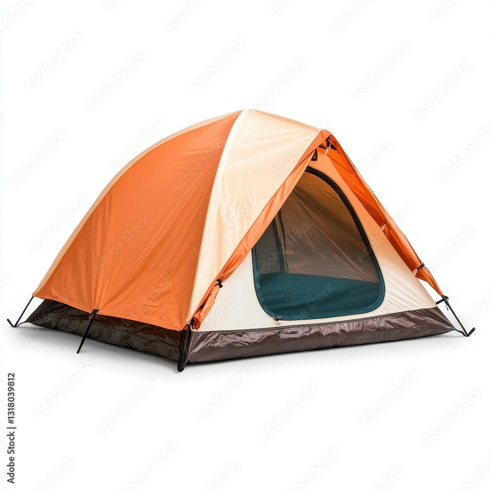 Bright Orange Tent with Open Door and Cozy Interior for Camping Bright Orange Tent with Open Door and Cozy Interior for Camping