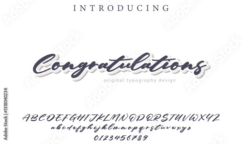 Congratulations Font Stylish brush painted an uppercase vector letters, alphabet, typeface