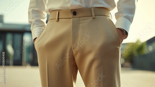 Beige Trousers: Men's Fashion Style, Modern Classic Fit