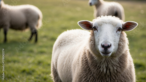 closeup of sheep in field 