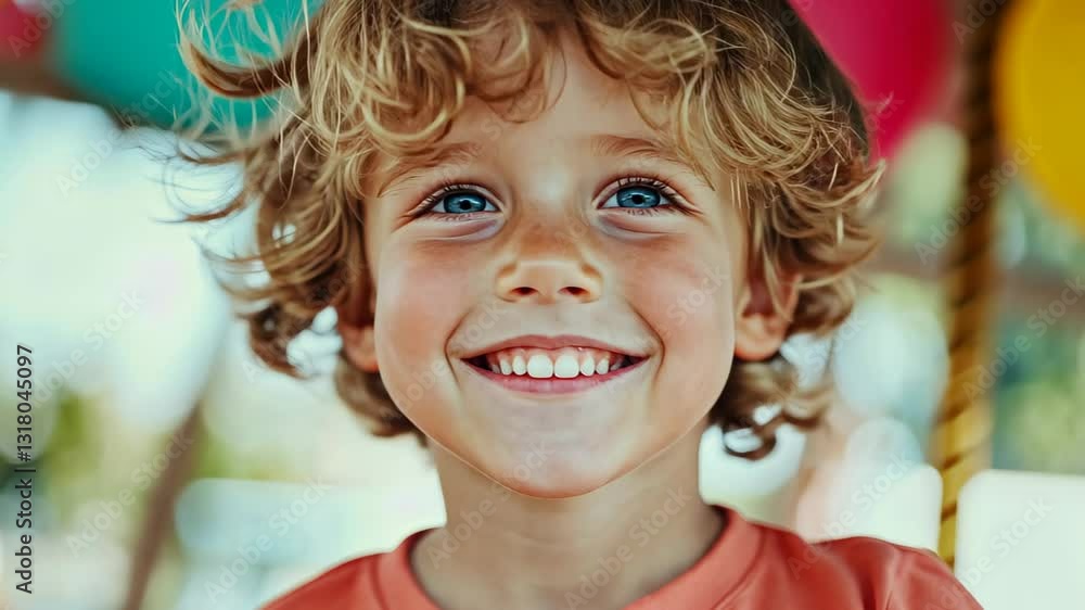 Young Boy Smiling Joyfully on Carousel Ride at Amusement Park Capturing Childhood Happiness and Fun in a Vibrant Outdoor Setting with Bright Colors and Playful Atmosphere of Summer Young Boy Smiling Joyfully on Carousel Ride at Amusement Park Capturing Childhood Happiness and Fun in a Vibrant Outdoor Setting with Bright Colors and Playful Atmosphere of Summer