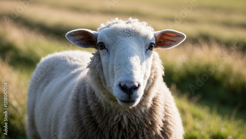 closeup of sheep in field 