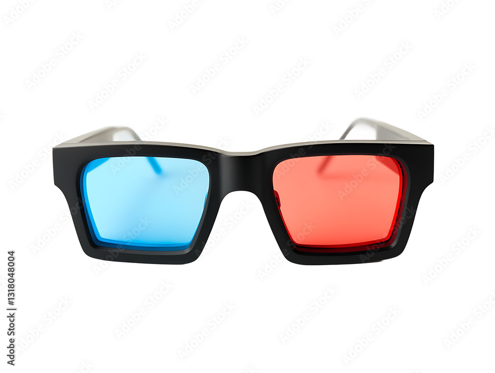 Pair of 3D Glasses with Red and Blue Lenses On Transparent Background Generative Ai Pair of 3D Glasses with Red and Blue Lenses On Transparent Background Generative Ai