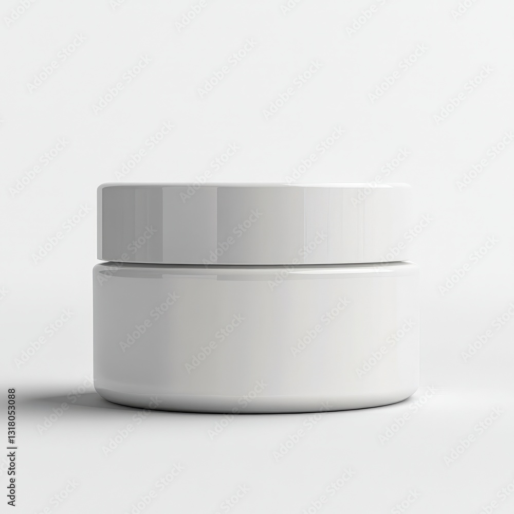 a cosmetic jar with a white lid, minimalist design. a cosmetic jar with a white lid, minimalist design.