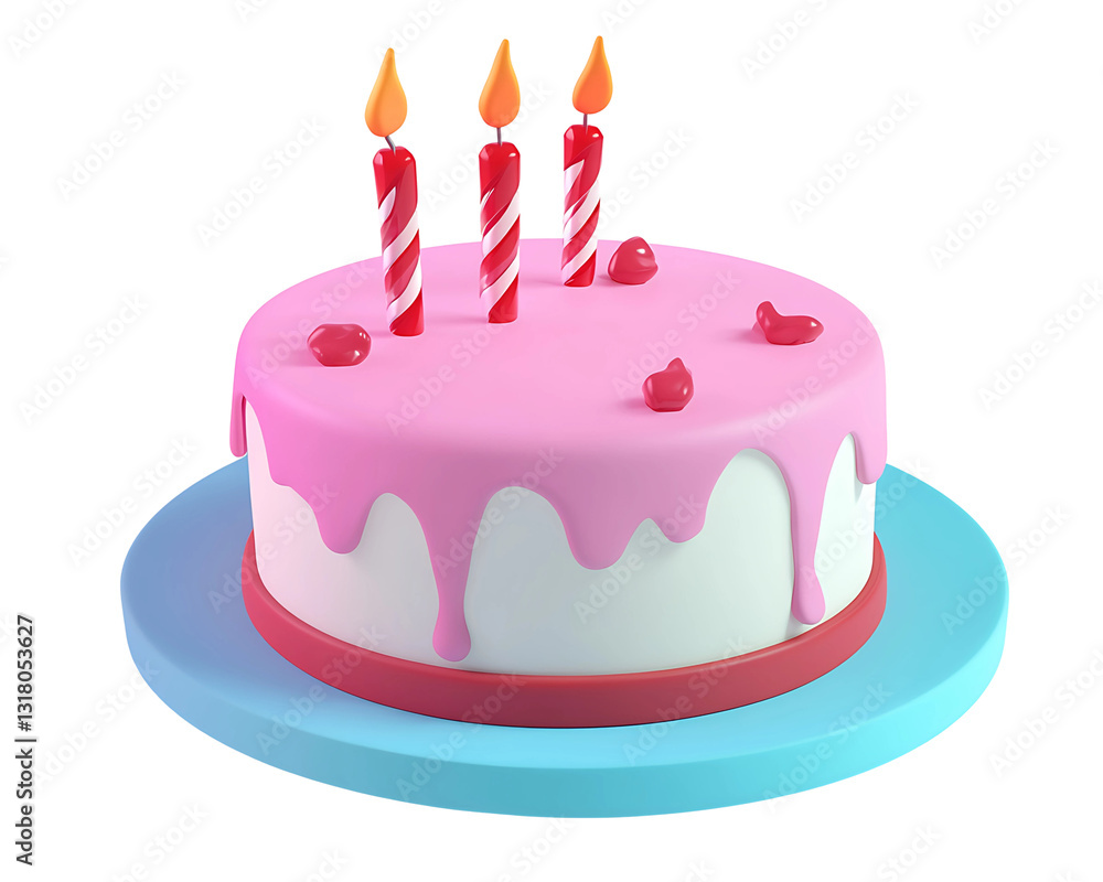 Vibrant 3D-Rendered Birthday Cake with Candles On Transparent Background Generative Ai Vibrant 3D-Rendered Birthday Cake with Candles On Transparent Background Generative Ai
