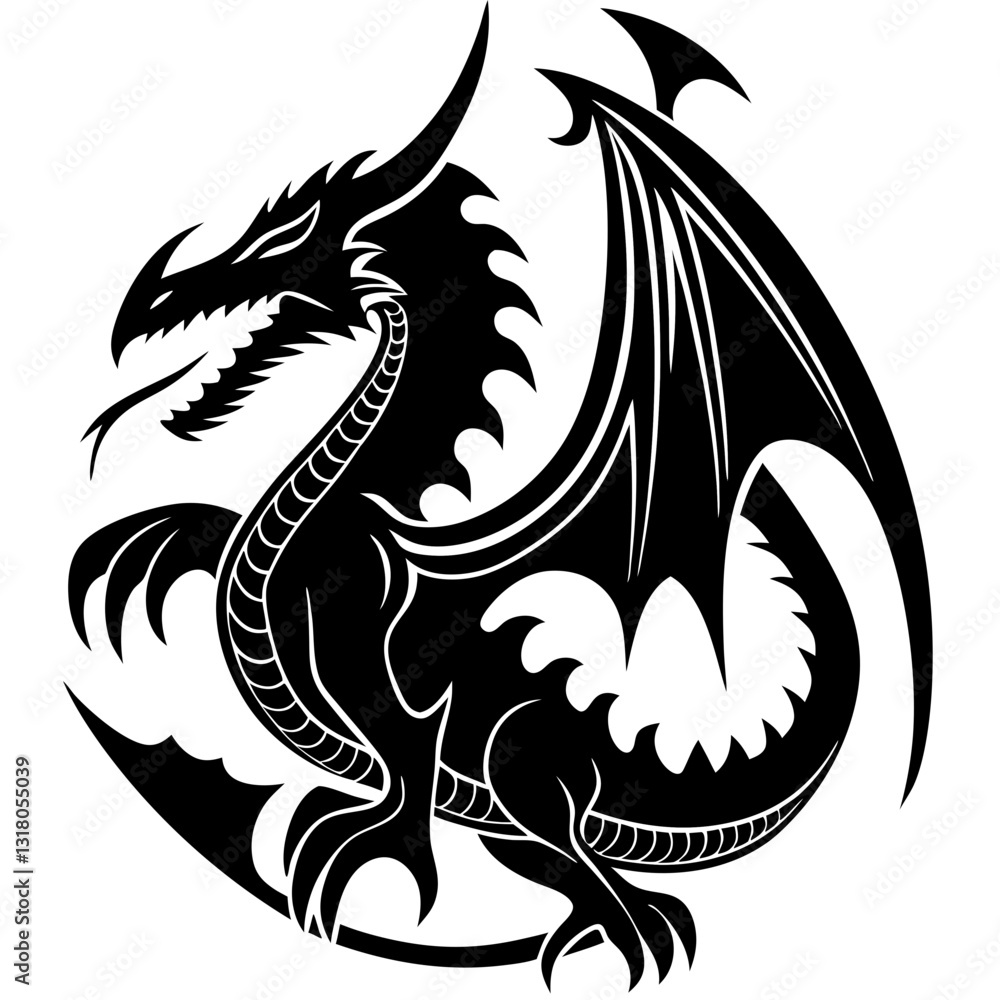 Chinese dragon silhouettes vector on white background. Chinese dragon silhouettes vector on white background.