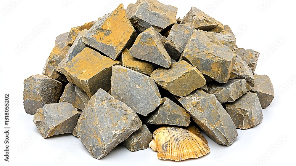 Closeup of a Pile of Rough Gray and Yellow Stones with Varied Textures and Shapes Closeup of a Pile of Rough Gray and Yellow Stones with Varied Textures and Shapes