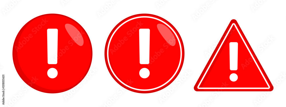 Red Warning Icons Exclamation Mark Alert Symbols Design Red Warning Icons Exclamation Mark Alert Symbols Design
