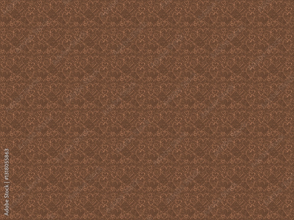 Fototapeta premium Brown embossed heart seamless pattern, warm textured romantic design suitable for Valentine crafts, packaging, and digital decoration.