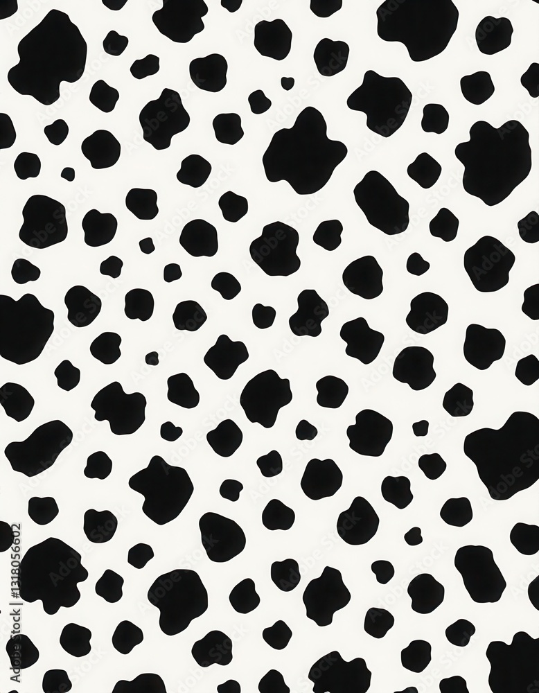 an abstract image with a pattern of irregular black spots on a white background, resembling a Dalmatian's coat. an abstract image with a pattern of irregular black spots on a white background, resembling a Dalmatian's coat.