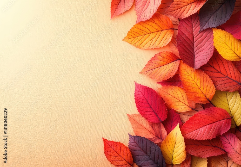 Fototapeta premium Richly Textured Fall Leaves with a Hyperrealistic Look