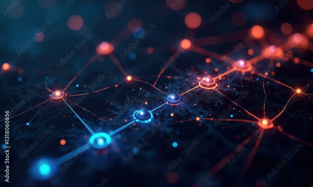 Obraz premium Global Network Connection, Digital Data Flow - Futuristic Technology