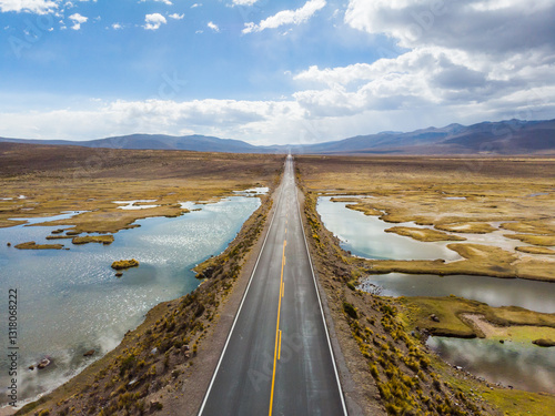 View of the road to Colca in Salinas and Aguada Blanca - Arequipa