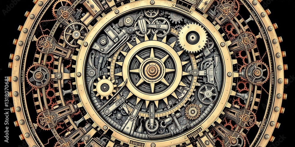 Intricate Steampunk Mechanical Drawing Design Intricate Steampunk Mechanical Drawing Design