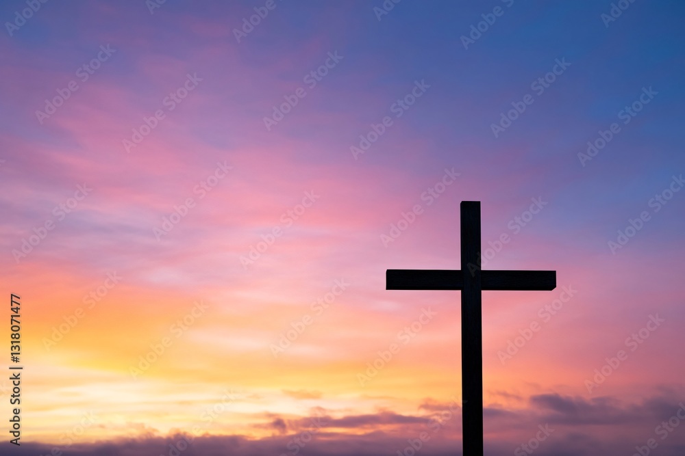 Silhouette of a cross, tranquil sunset with vibrant hues, symbolizing hope and faith, perfect for inspirational themes. Silhouette of a cross, tranquil sunset with vibrant hues, symbolizing hope and faith, perfect for inspirational themes.