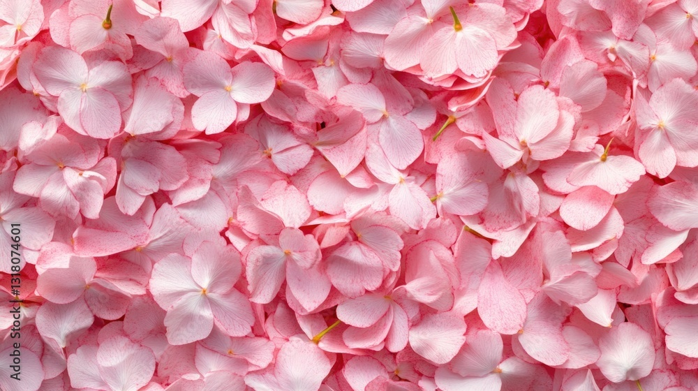 A dense collection of delicate pink flower petals covering the surface A dense collection of delicate pink flower petals covering the surface