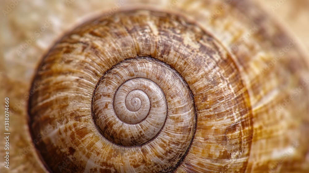 A detailed view of the tightly coiled spiral snail shell A detailed view of the tightly coiled spiral snail shell