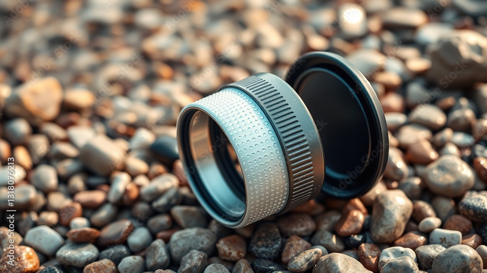 Sleek Travel Mug on a Wet Pebble Beach Sleek Travel Mug on a Wet Pebble Beach