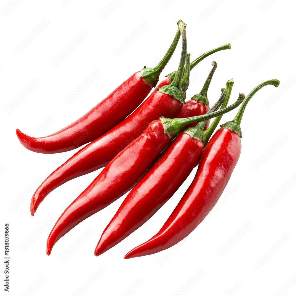 Fresh red chili peppers arranged on a transparent background, showcasing their vibrant color and unique shape, Red chili pepper isolated on transparent background Fresh red chili peppers arranged on a transparent background, showcasing their vibrant color and unique shape, Red chili pepper isolated on transparent background