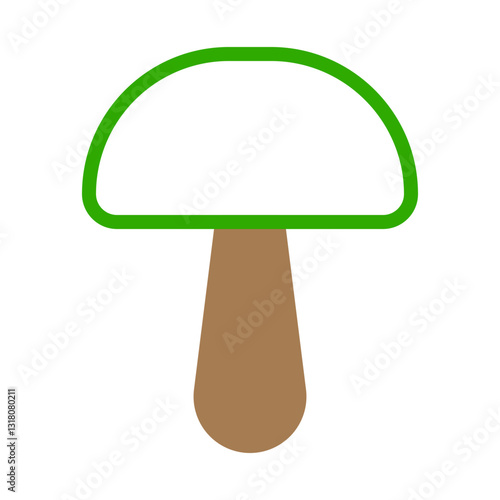 Single Mushroom Isolated on White Background