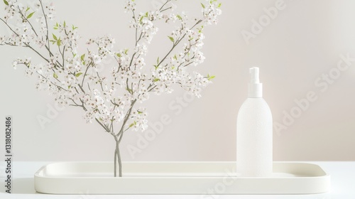 Delicate Arrangement of Floral Decor and Minimalist Spray Bottle