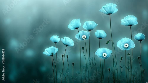 Enchanted Blue Poppies: A Serene Floral Dream
