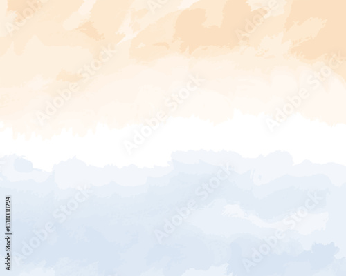 Warm-toned abstract vector background featuring a watercolor blend of sandy beige and ocean blue, evoking a tranquil sunset atmosphere.